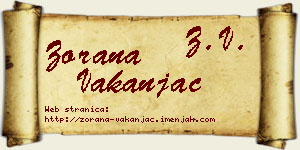 Zorana Vakanjac vizit kartica